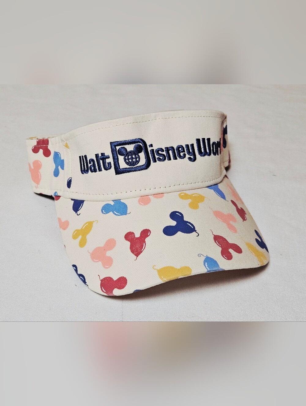 Walt Disney World Adult Visor Hat Mickey Head Balloons Junk Food Unisex 59 CM